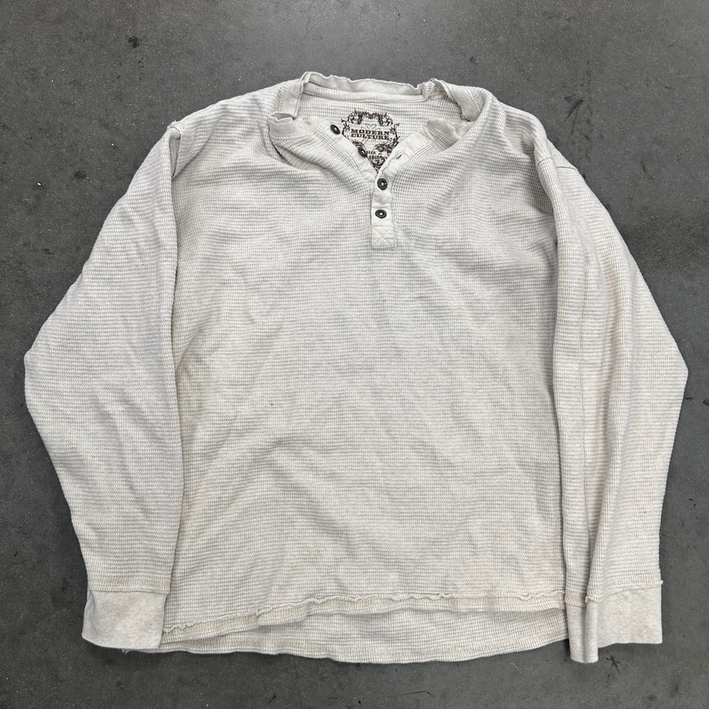 *SOLD* Modern Culture Cream Thick Waffle Knit Thermal Long Sleeve Shirt Size XL